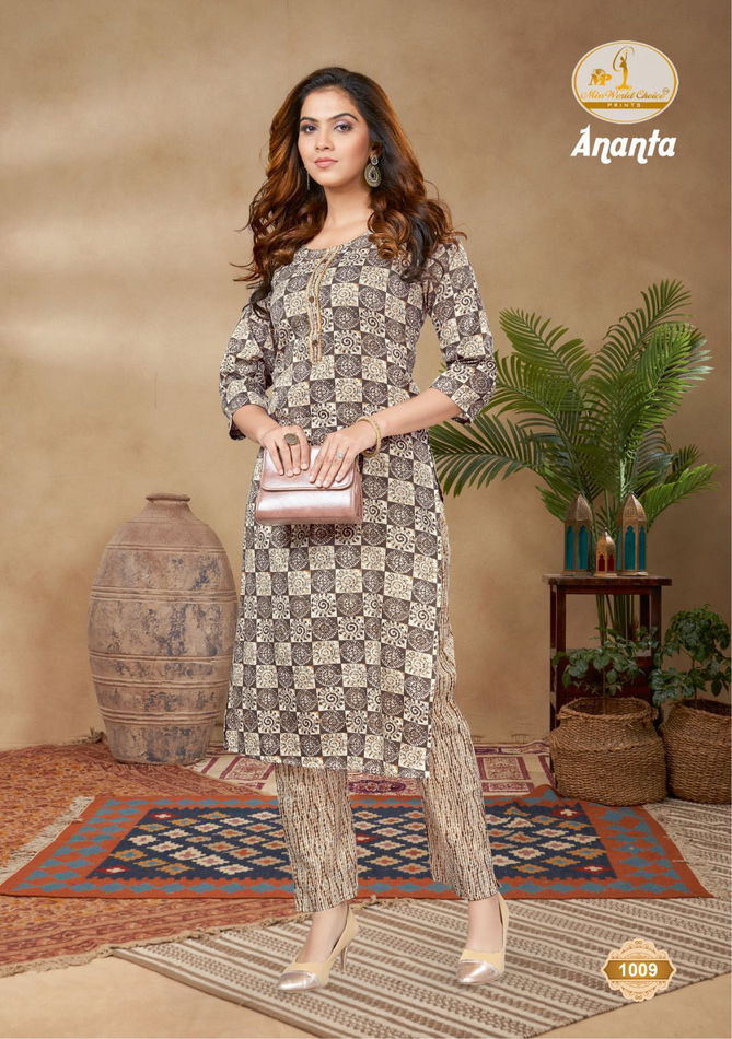 Miss World Ananta 1 Cotton Printed Kurti With Bottom Catalog
